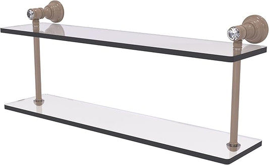 Allied Brass CC-2-22-SHB Carolina Crystal Collection 22 Inch Two Tiered Glass Shelf, Shaded Beige