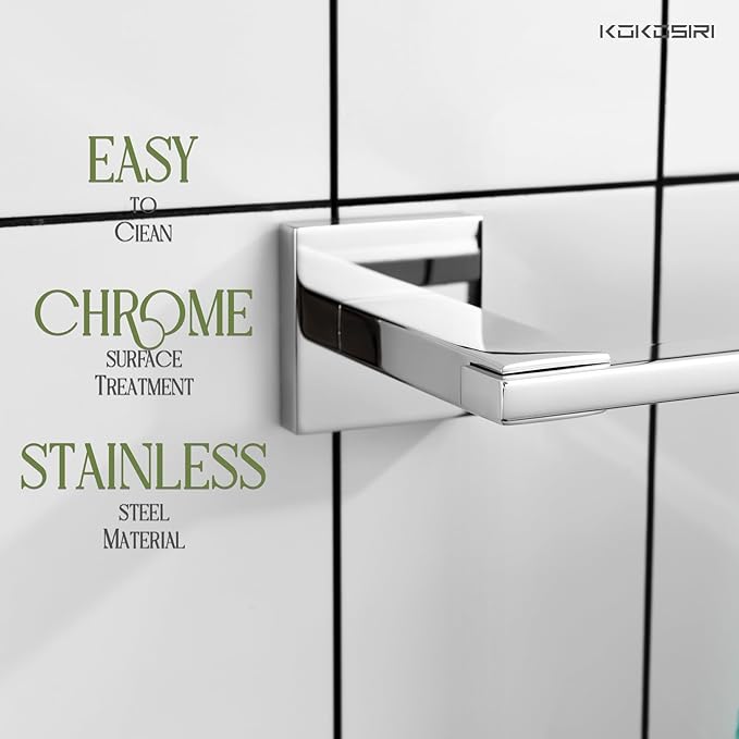KOKOSIRI 32 Inch Bath Towel Bars Bathroom Towel Racks Towel Holder Towel Rods Kitchen Towel Hanger Bathroom Accessories Stainless Steel Wall Mounted Polished Chrome B4006CH-L32