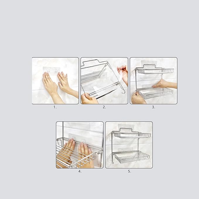 Fafeicy Stainless Steel Folding Storage Rack, 2 Tier Wall Mounted Bathroom Shelves Kitchen for Home Bathroom Kitchen