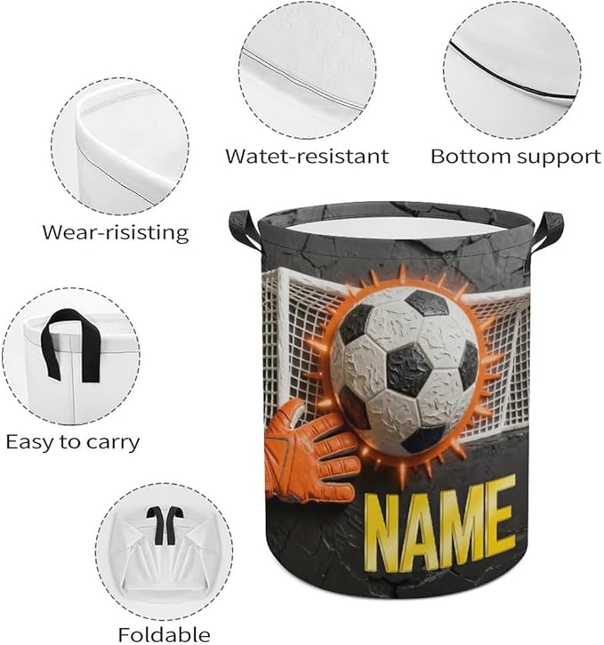 Personalized Soccer Laundry Hamper Custom Name Funny Dirty Clothes Laundry Basket Portable Storage Basket For Home Bathroom Family Football Lovers Xmas Birthday (style 23)