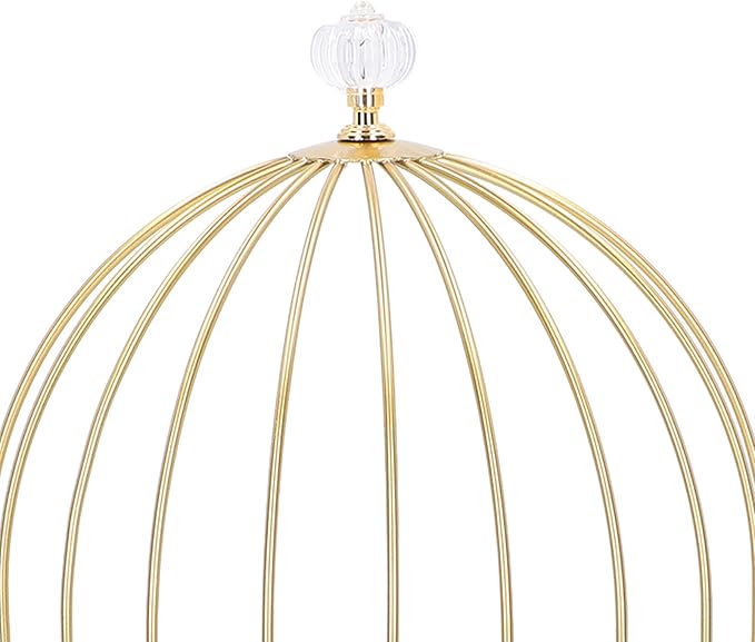 Double Layer Storage Shelf Bird Cage Organizer Display Rack for Bathroom Countertop Dressing Table Gold Frame (Pink Stone Pattern)