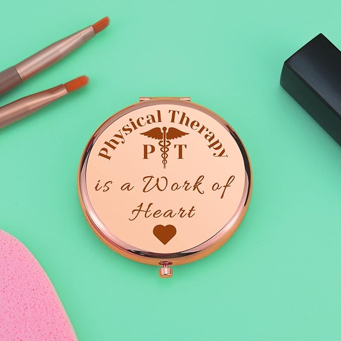 Mwphuy Physical Therapist Gifts Physical Therapy Student Gifts Compact Makeup Mirror for PT Doctor Occupational Therapist Appreciation Presents PT Thank You Folding Makeup Mirror Birthday Retirement