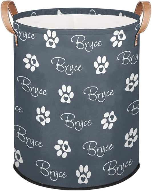 Custom Paw Print Laundry Hamper, Personalized Laundry Baskets with Handles Dirty Clothes Hamper Storage Basket