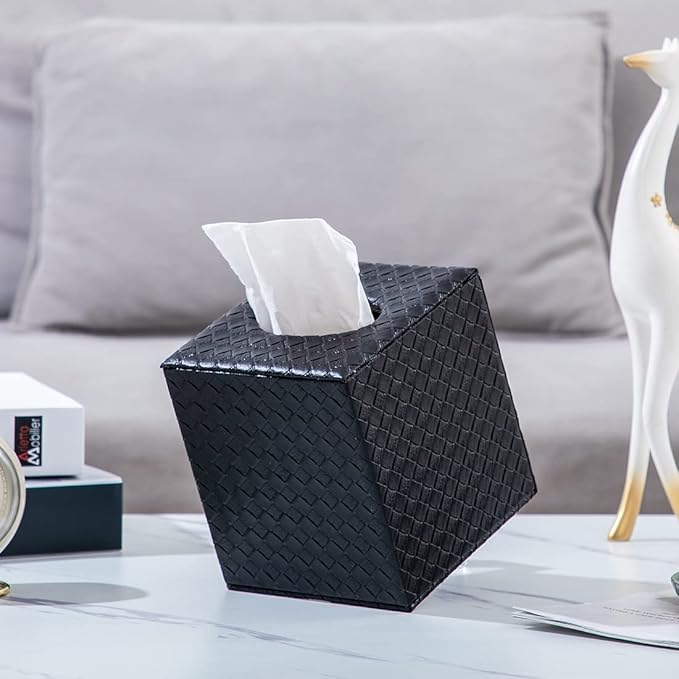 Black Tissue Box Cover, Square, Tissue Box Holders for Bathroom Accessories