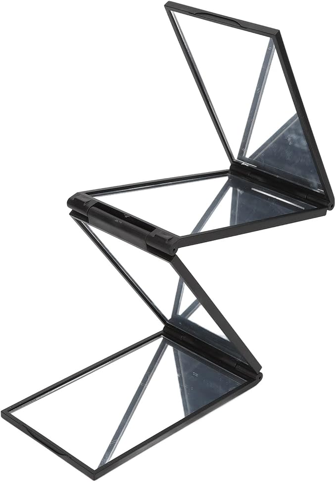 Agatige Foldable Makeup Mirror, 4 Way 360 Degree Handheld Angle Desktop Expandable Makeup Compact Mirror Triple Fold Self Haircut Mirror for Hair Makeup Shaving