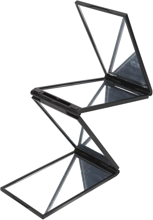 Agatige Foldable Makeup Mirror, 4 Way 360 Degree Handheld Angle Desktop Expandable Makeup Compact Mirror Triple Fold Self Haircut Mirror for Hair Makeup Shaving