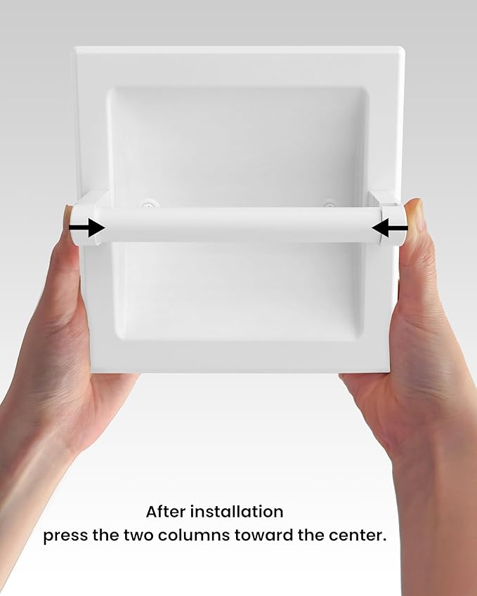 Recessed Toilet Paper Holder for Regular Rolls White 2 Pack, Pivoting Toilet Paper Holder Wall Mount Made of Metal, in Wall Toilet Paper Holders for Bathroom