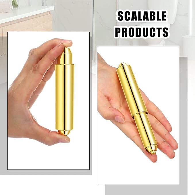Shappy 2 Pcs Universal Toilet Paper Holder Replacement Rod Spring Loaded Plastic Retractable Paper Replacement Rod Toilet Tissue Roll Holder Insert for Bathroom Home Fixture Accessories (Gold)
