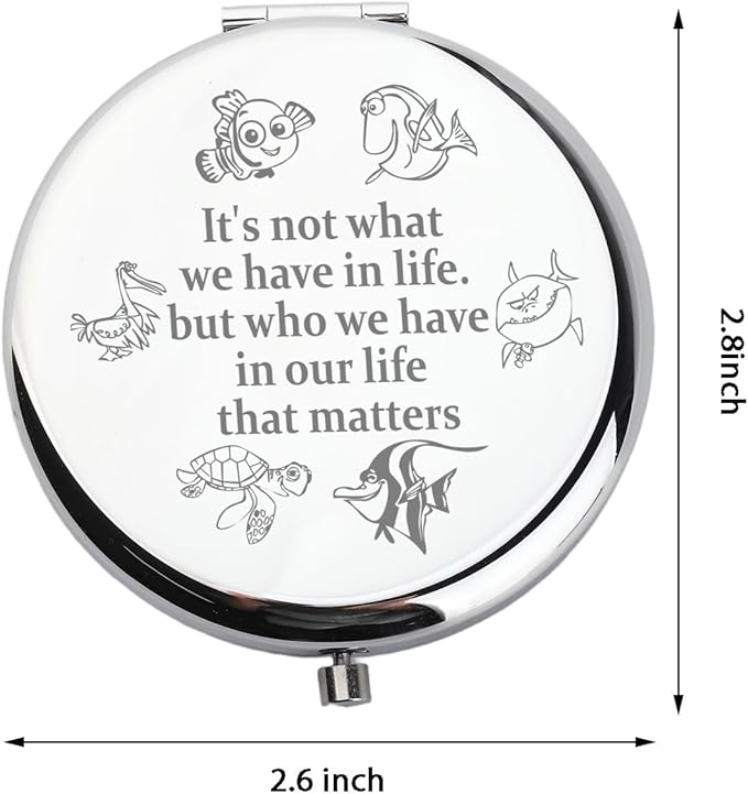 WUSUANED Funny Fish Nemo Makeup Mirror Cartoon Inspired Mirro r Dory Fish Lover Gift Cartoon Fan Gift Clownfish Lover Gifts (Clownfish Mirror Steel)