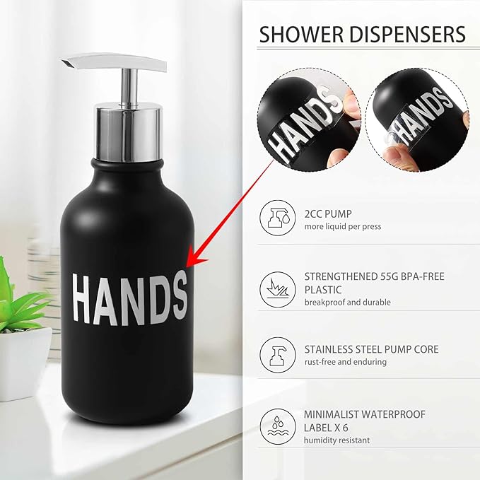 XLHOMO Black Bathroom Accessories Set - 10 Piece Bathroom Set with Trash Can and Toilet Brush, Soap Dispenser, Toothbrush Holder and Cup, Soap Dish, and Qtip Holder, for Housewarming Gift