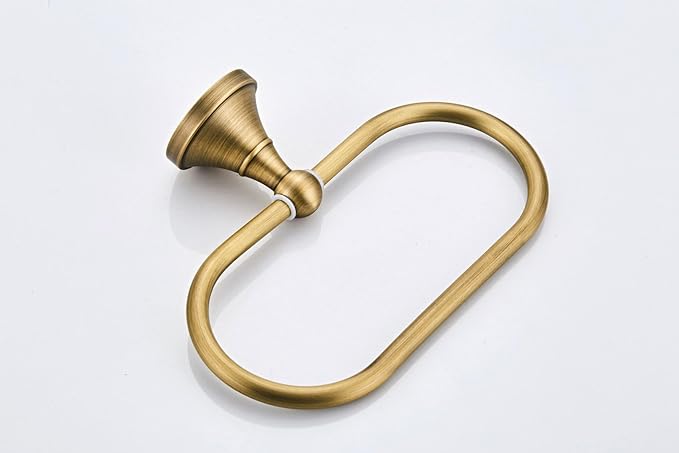 Antique Brass Oval Towel Ring 8.26'' /21cm Bathroom Towel Hanger Cabinet Towel Holder for Bathroom Kitchen Accessories Wall Mounted (Brush Bronze)