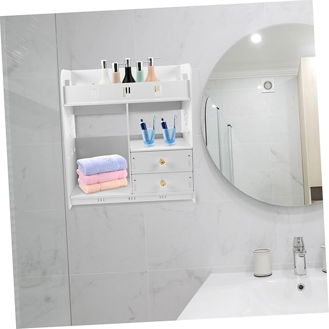 ABOOFAN Wall-Mounted Makeup Organizer Rustic Storage Shelf for Bathroom Kitchen Easy to Install Wall Decor Rack Multi Holder for Cosmetics Toiletries