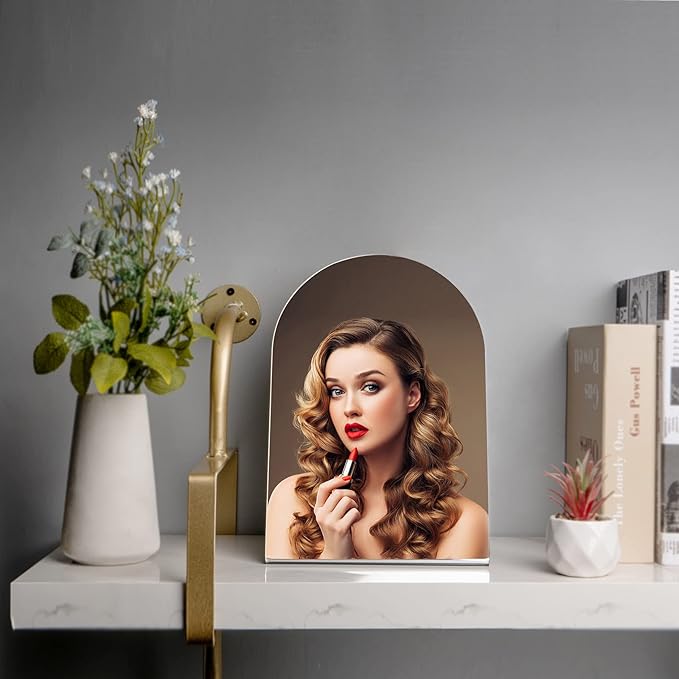 Table Mirror for Desk Vanity Mirrors Makeup Organizer Mirror Unbreakable Mirrors Travel Makeup Mirrorss, Portable Countertop Mirro Bathroom Shaving Make Up Mirro for Counter, Bedroom, Bathroom, Dorm
