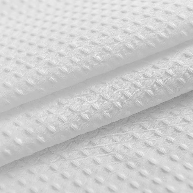 Barossa Design Stall Fabric Shower Curtain Waffle Weave 36 x 96 inches Extra Long Size, Hotel Grade, Spa, 230gsm Heavy Duty, Water Repellent, Washable, White, 36x96