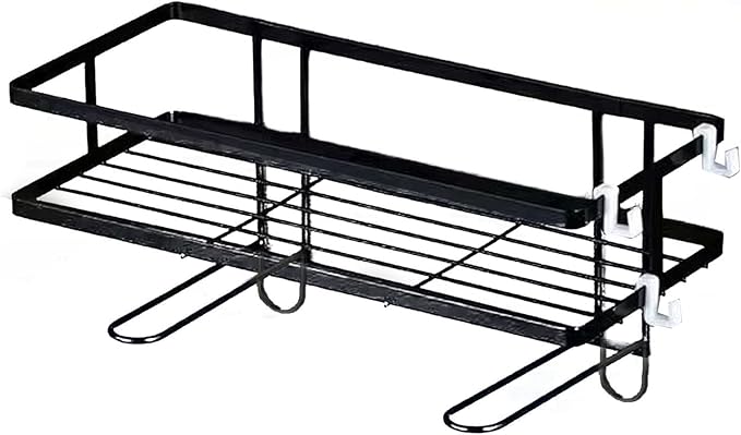 Fafeicy Toilet Shelf, Iron Material, Large Capacity Bathroom Organizer for Toilets, and NailFree Installation, Ideal for Bathroom Storage (Single Layer Black)