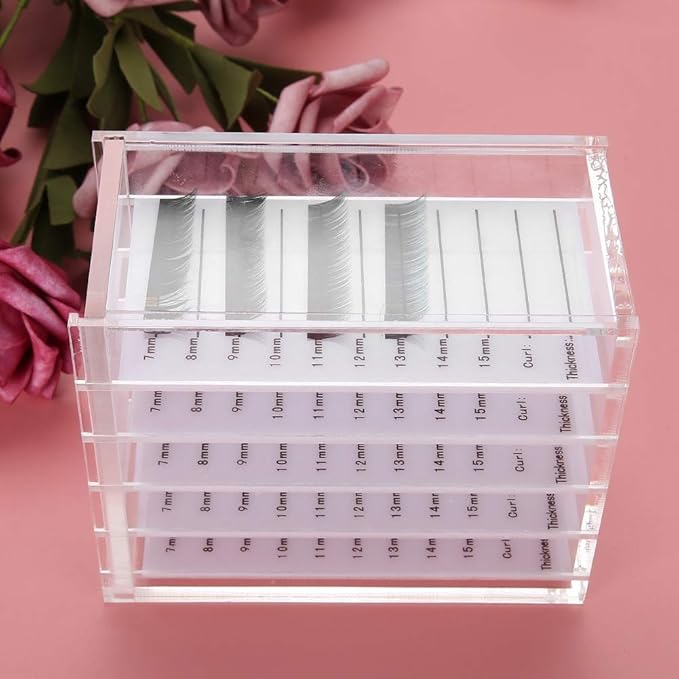 Eyelash Storage Box, 5 Layers Plastic Lash Storage Organizer Clear Eyelash Display Container Cosmetic Makeup Storage Box for Grafting Lash Extension
