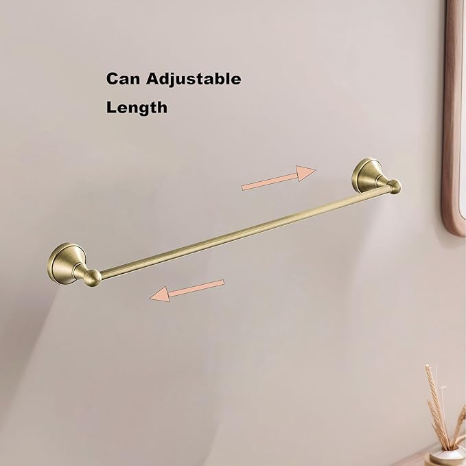 Antique Brass Towel Bar,Adjustable Towel Holder Rod Antique,Brass Towel Bar Rail Bathroom Accessories Wall Mount Expandable 15.2 to 27.8 Inch