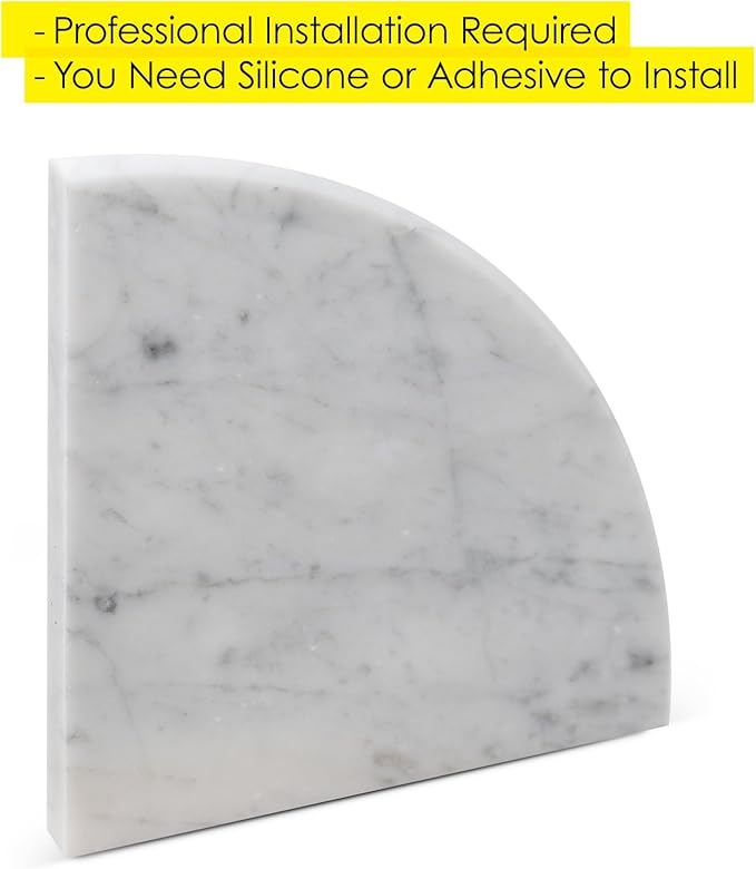 9'' x 9'' x 0.75 Thickness Premium Marble Corner Shelves for Bathroom Wall (Bianco Carrara)