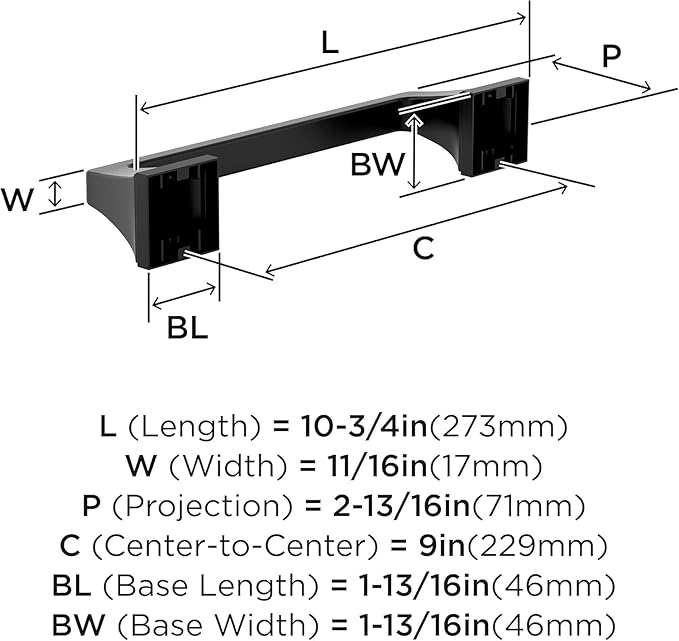 Amerock Mulholland Matte Black 9 inch (229mm) Towel Bar, BH36025MB