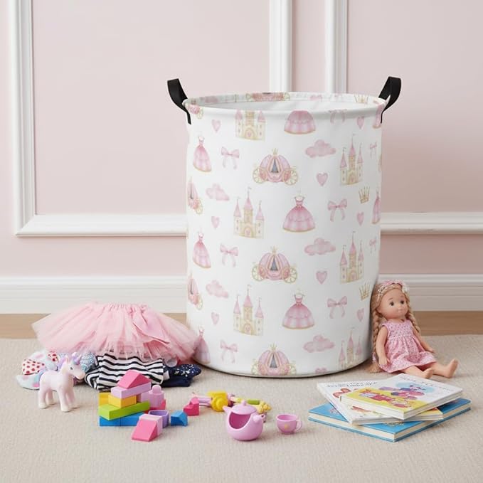 Baby Laundry Hamper kids laundry Basket Waterproof Storage Bin for Bedroom Toy Clothes Organizer Basket Woodland Animals Room Décor(Princess Castle)