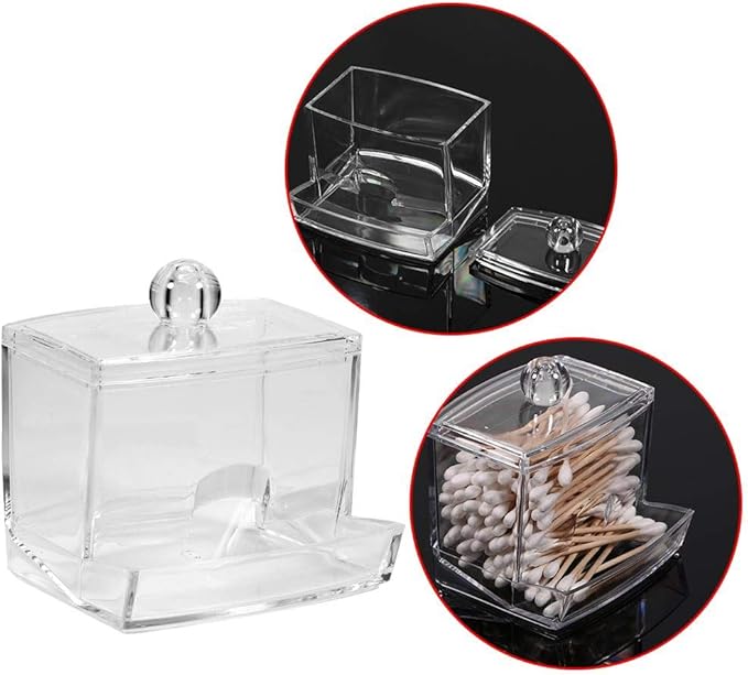 Haofy Clear Practical Cotton Swab Plastic Q-tip Makeup Storage Box Desktop Cosmetic Transparent Holder Case