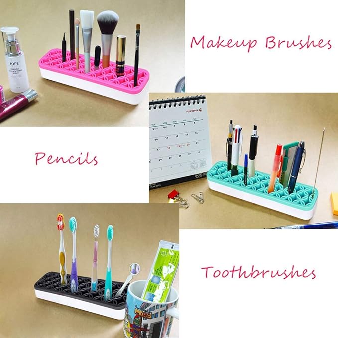 Silicone Makeup Brush Holder Beauty Tools Organizer Display Stand Cosmetic Storage Case Pink