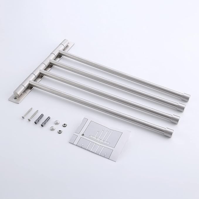 KES Swivel Towel Rack, Bathroom Swivel Towel Bar Swing Out Towel Holder 4-Arm Multiple Towel Rack 13.8 Inch Space Saving SUS 304 Stainless Steel Wall Mount Brushed Finish, A2102S4-2