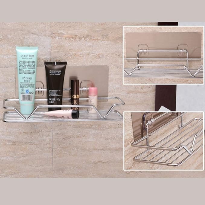WFF Storage Rack，Suspended Shelf，Stainless Steel No Drilling Wall Mounted Adhesive Kitchen Holder Display Shelf Rack