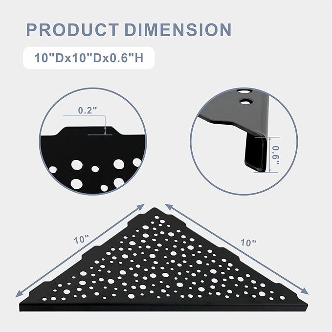 HIDROP Corner Shower Shelf 10" Triangular (Matte Black)