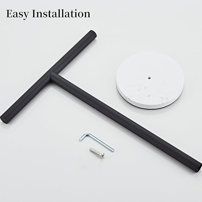 Hand Towel Holder, 15 Inch T-Shape Freestanding Towel Rack Stand for Bathroom & Kitchen Countertop with Matte Black Finish and Marble Base