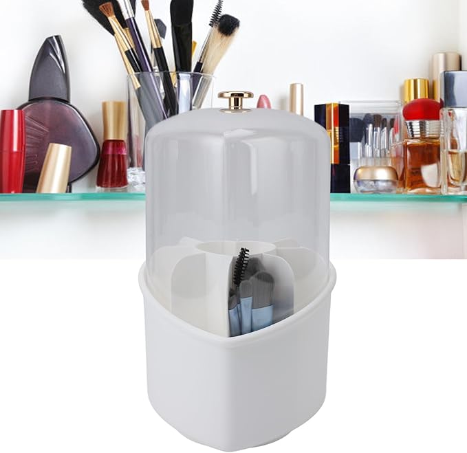 Bewinner Heart Shape Makeup Brushes Storage Large Capacity Organizer with 360 Degree Rotation, Exquisite Design,Makeup Brushes and Holder for Home Office Travel (White)