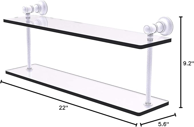 Allied Brass CL-2-22 Carolina Collection 22 Inch Two Tiered Glass Shelf, Matte White