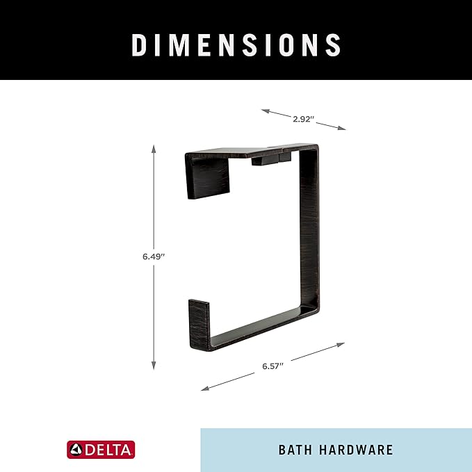 Delta 77746-RB Vero Wall Mount Square Open Towel Ring Bath Hardware Accessory in Venetian Bronze
