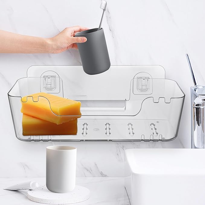 PartyKindom 2pcs Bathroom Shelves Wall Mounted No-Drill Floating Storage Holder Organizer Rack Large Capacity Space-Saving Shelf for Toilet Paper Towels and Essentials