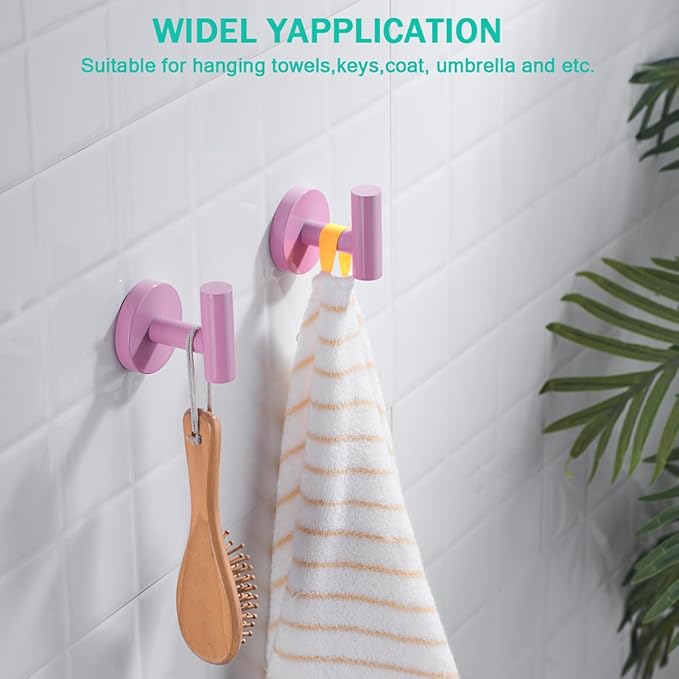 Pink Bathroom Accessories Set,5 Pieces Bathroom Hardware Set,24 inch Towel Bar,Towel Ring for Bathroom,Robe Towel Hooks,Toilet Paper Holder Wall Mounted(Drilling),SE96006S-5PK