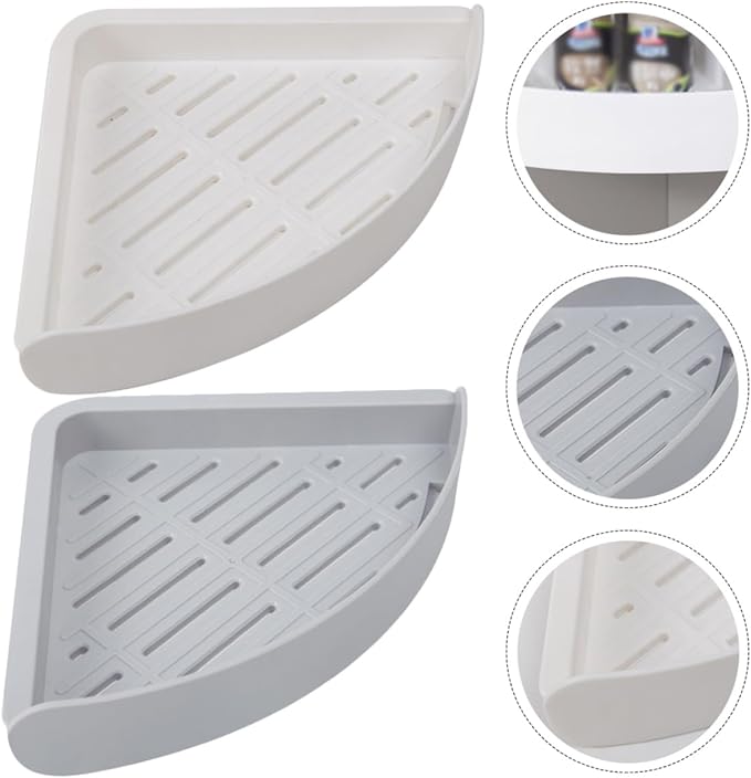 Angoily 2pcs Triangular Wall-Mounted Corner Storage Racks for Bathroom and Kitchen Punch Toiletry Shelves Compact and Design