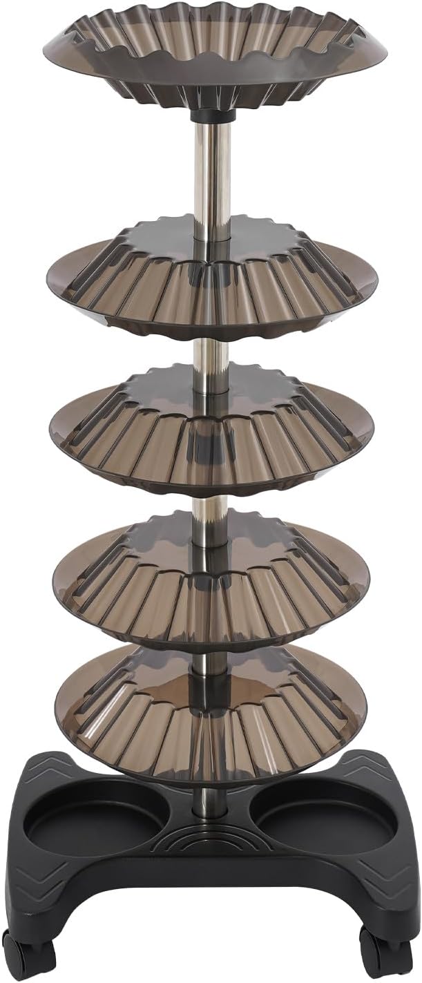 Nail Polish Trolley Organizer, 5 Tiers 360° Rotating Tray Nail Polish Spinning Rack Display Stand with Wheels, Display Rolling Cart for Spa Home Use