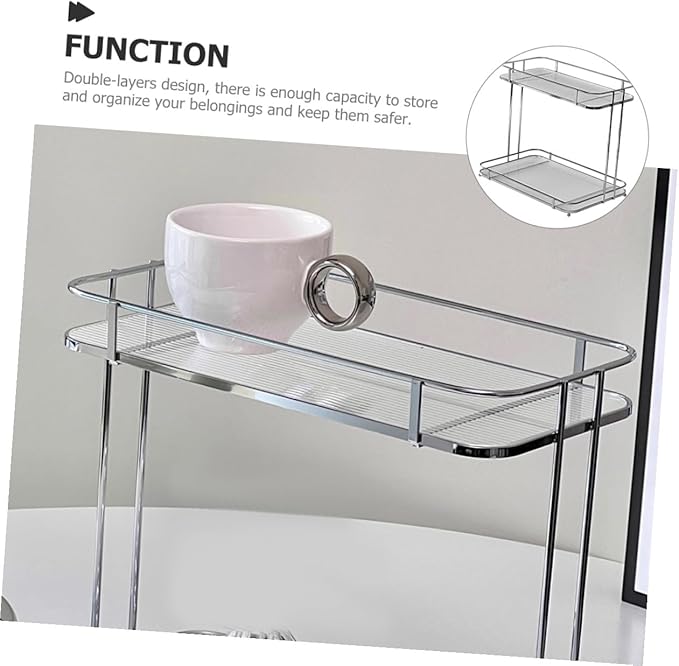 Acrylic Countertop Organizer with Removable Shelf Bathroom Vanity Storage Rack for Cosmetics Toiletries Shampoo and Body Wash
