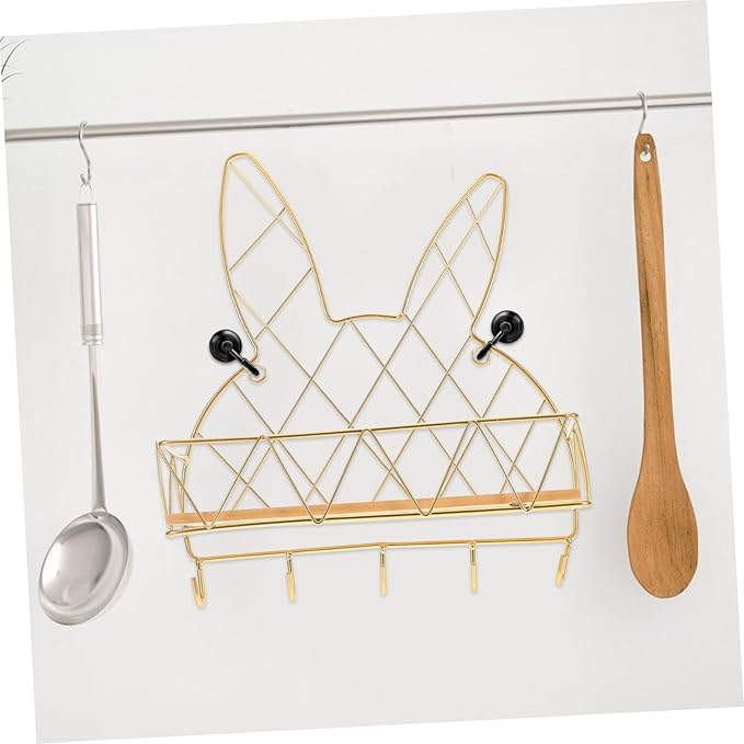 HOMSFOU Bathroom Wall-Mounted Storage Rack with Hooks No Simple and Practical Shelf for Bathroom Sundries Increases Storage Capacity Easy to Install and Remove