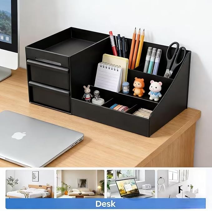 Men's Cologne Organizer, Black Acrylic Perfume Display Tray with Drawers, Bathroom Counter Storage