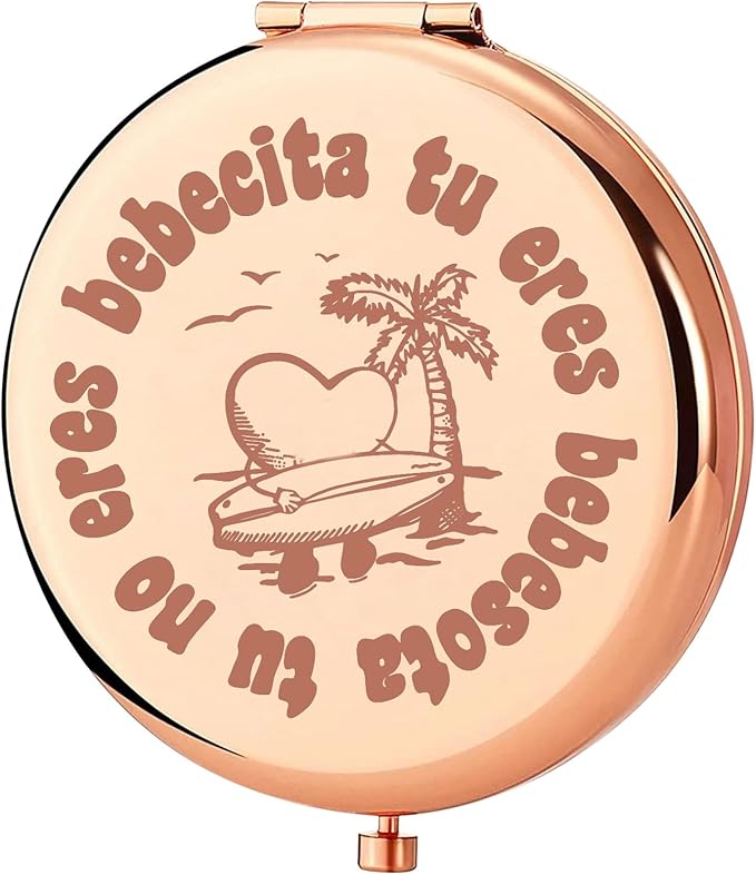 KEYCHIN Tu No Eres Bebecita Eres Bebesota Pocket Mirror Latin Music Fans Gifts Latin Song Lyric Compact Makeup Mirror (Tu No Eres-RG)