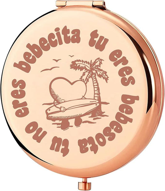 KEYCHIN Tu No Eres Bebecita Eres Bebesota Pocket Mirror Latin Music Fans Gifts Latin Song Lyric Compact Makeup Mirror (Tu No Eres-RG)