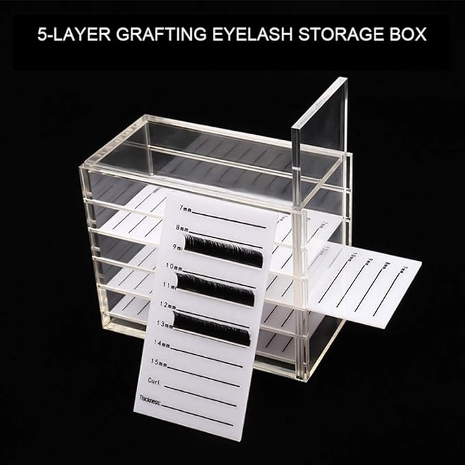 5-Layer Acrylic Plastic Eyelash Storage Box, Transparent, Minimalist Style, Beauty Salon, Bathroom, Dressing Table Organizer