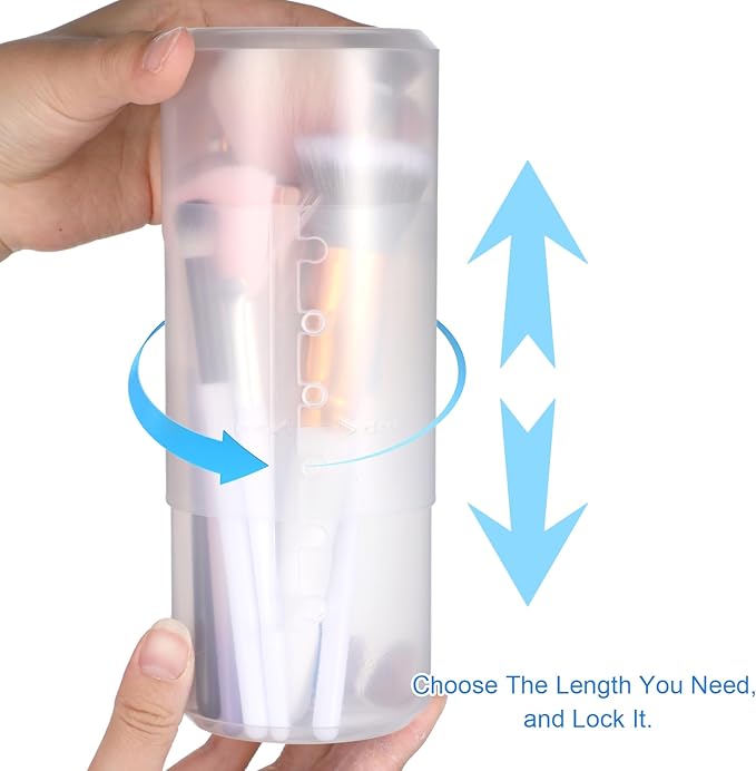 Retractable Makeup Brush Holders Plastic Clear Portable Cosmetic Organizer Travel Makeup Accessories Cups with Lid Dustproof Brushes Storage Case Brushes Organizer for Women Makeups Artist