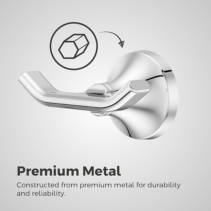 Pfister Vedra Towel Hook, Bathroom Towel & Robe Hook, Wall-Mounted, Screw-in, Polished Chrome Finish, BRHVED0C