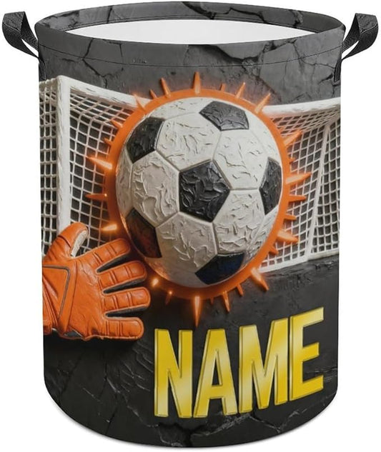 Personalized Soccer Laundry Hamper Custom Name Funny Dirty Clothes Laundry Basket Portable Storage Basket For Home Bathroom Family Football Lovers Xmas Birthday (style 23)