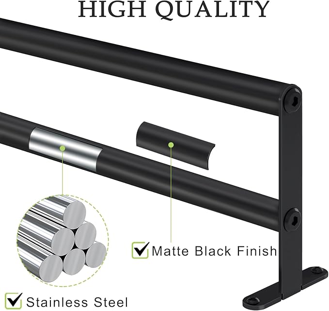 Double Towel Bar, 24 Inch Towel Racks for Bathroom, Stainless Steel Bathroom Towel Holder, Towel Rack Wall Mounted Towel Hanger Towel Rod, Matte Black