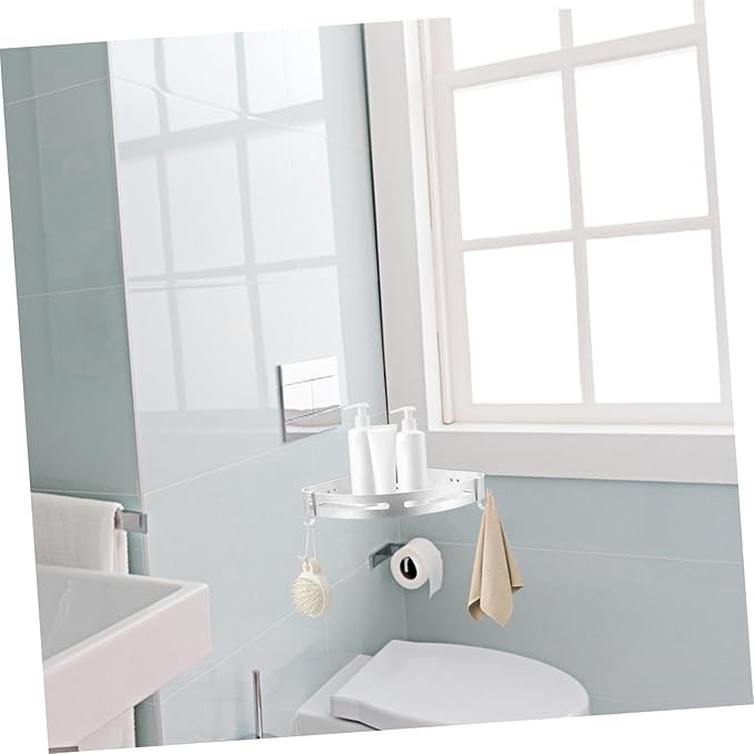 Punch Triangle Wall-Mounted Storage Rack Aluminum Shelf for Bathroom Kitchen Organization Silver Design for Efficient Space Utilization