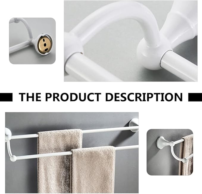 Angoily Wall Mounted Double Pole Towel Rack 21.65 Inch Bathroom Storage Shelf with Sturdy Brass Round Base for Bathrobe and Wash Cloth Holder