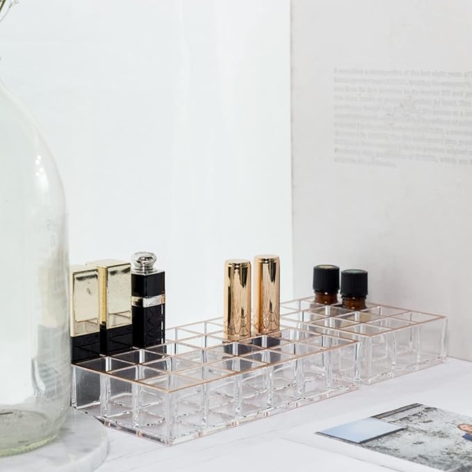 Moosy Life Moonlight Rose Gold Acrylic Lipstick Holders and Organizers, 12 Slots, ML04